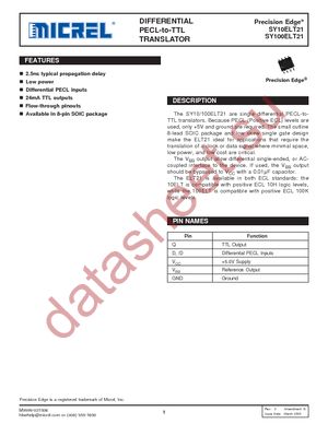 SY10ELT21ZG datasheet  